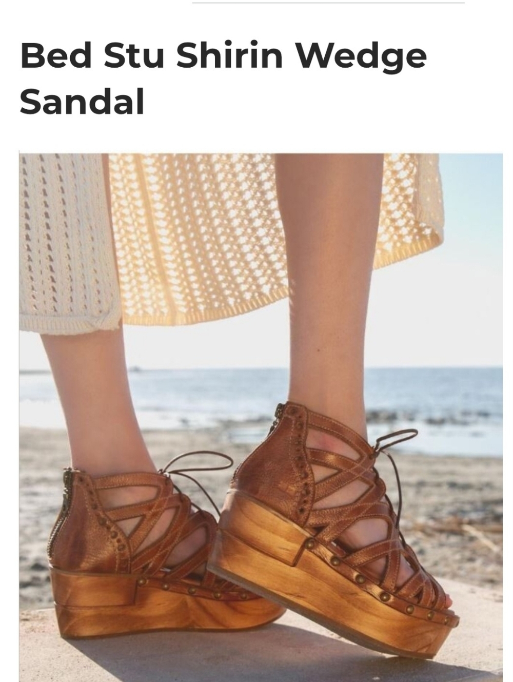 BED STU Sharin Wedge  Leather Sandal Brown Sz 10 New In Box